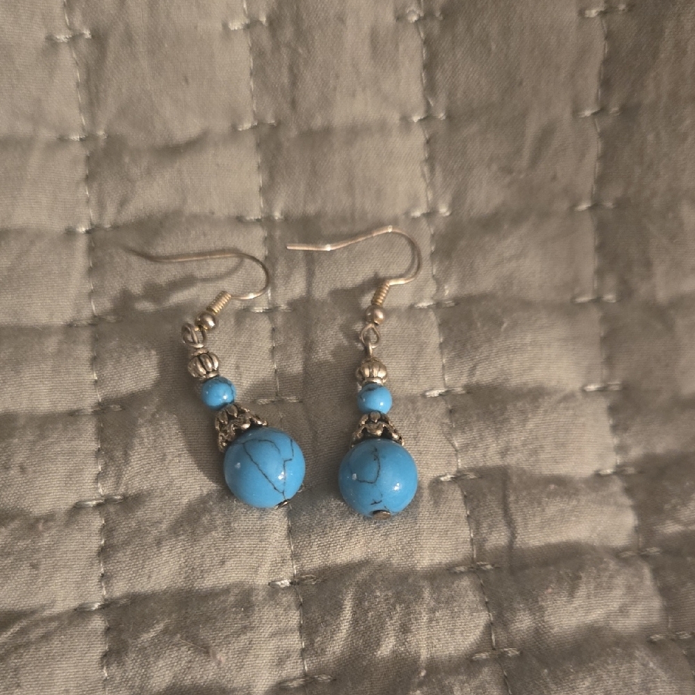 Elegant Blue Beaded Earrings